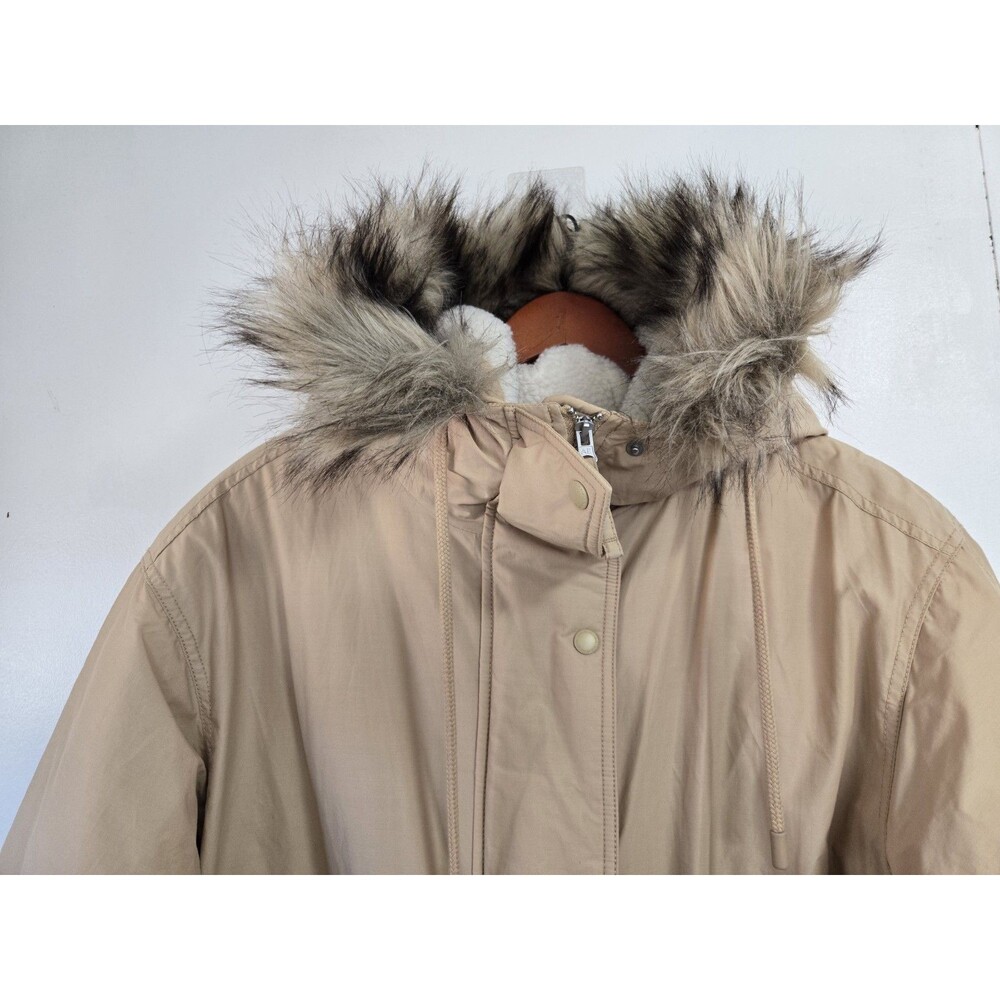 American‎ Eagle Coat Womens L Brown Faux Fur Sherpa Lined Winter Warm Cozy - Picture 2 of 8